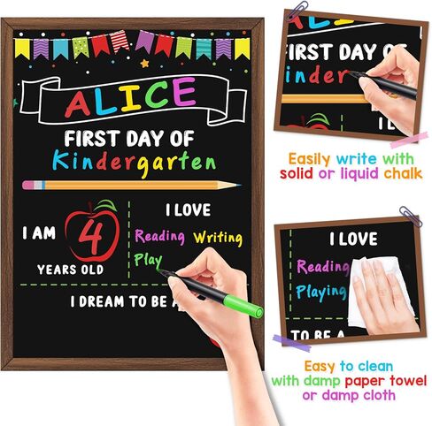 Jumlys First & Last Day of School Chalkboard, 10.4 x 13.9 Inch Double Sided Back to School Sign for Kids Girls & Boys, Reusable Wooden 1st Day of Preschool/Kindergarten Photo Props in Saudi Arabia