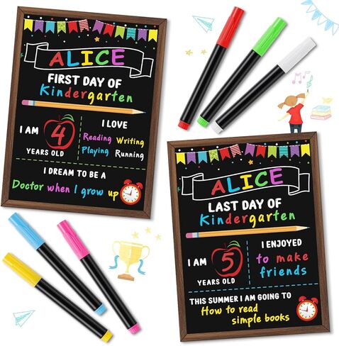 Jumlys First & Last Day of School Chalkboard, 10.4 x 13.9 Inch Double Sided Back to School Sign for Kids Girls & Boys, Reusable Wooden 1st Day of Preschool/Kindergarten Photo Props in Saudi Arabia