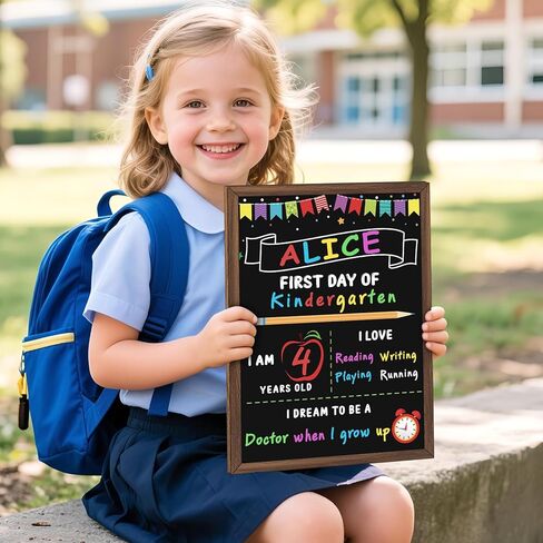 Jumlys First & Last Day of School Chalkboard, 10.4 x 13.9 Inch Double Sided Back to School Sign for Kids Girls & Boys, Reusable Wooden 1st Day of Preschool/Kindergarten Photo Props in Saudi Arabia