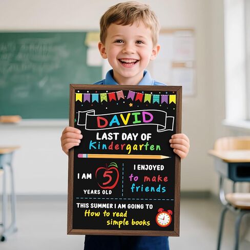 Jumlys First & Last Day of School Chalkboard, 10.4 x 13.9 Inch Double Sided Back to School Sign for Kids Girls & Boys, Reusable Wooden 1st Day of Preschool/Kindergarten Photo Props in Saudi Arabia