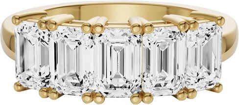 خاتم Diamond2Deal من الذهب الأصفر أو الأبيض عيار 14 قيراط والماس المعملي والمكون من 5 أحجار لذكرى الزفاف (لون D-E، وضوح VS) (1/2 قيراط إلى 3 قيراط) in Saudi Arabia