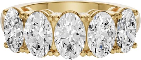 خاتم Diamond2Deal من الذهب الأصفر أو الأبيض عيار 14 قيراط والماس المعملي والمكون من 5 أحجار لذكرى الزفاف (لون D-E، وضوح VS) (1/2 قيراط إلى 3 قيراط) in Saudi Arabia