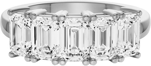 خاتم Diamond2Deal من الذهب الأصفر أو الأبيض عيار 14 قيراط والماس المعملي والمكون من 5 أحجار لذكرى الزفاف (لون D-E، وضوح VS) (1/2 قيراط إلى 3 قيراط) in Saudi Arabia