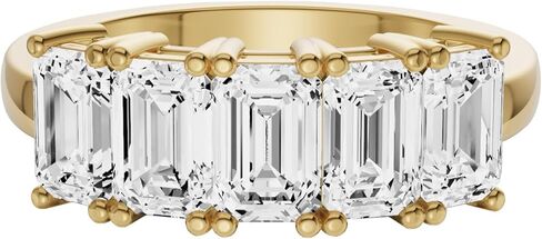 خاتم Diamond2Deal من الذهب الأصفر أو الأبيض عيار 14 قيراط والماس المعملي والمكون من 5 أحجار لذكرى الزفاف (لون D-E، وضوح VS) (1/2 قيراط إلى 3 قيراط) in Saudi Arabia