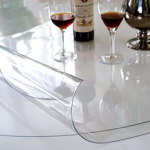 41"X41" Round Clear Table Mat Protector 1.5mm Thick Plastic Desk Pad Waterproof Easy to Clean PVC Sheet for Restaurant Hotel Coffee Bar Office in Saudi Arabia