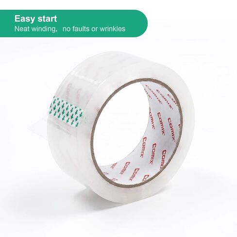 Comix Heavy Duty Crystal Clear Packing Tape for Dispenser Refill, 1.89" x 54.6 Yd/Per Roll, 2.6 Mil Thick, Tear Resistant for Packing, Shipping and Mailing, 6 Pack in Kuwait