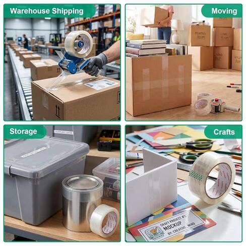 Comix Heavy Duty Crystal Clear Packing Tape for Dispenser Refill, 1.89" x 54.6 Yd/Per Roll, 2.6 Mil Thick, Tear Resistant for Packing, Shipping and Mailing, 6 Pack in Kuwait