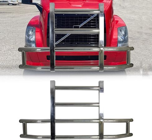 Deer Guard Compatible with 2018-2023 VN/VNL, Large Front Bumper Polished 304 Stainless Steel Deer Guard Bumper Protector with Brackets Set(Style 2) in Saudi Arabia