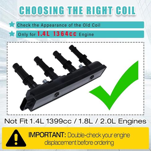 Ignition Coil UF669 and 4 Double Iridium Spark Plugs 1675 Compatible with 2011-2015 Chevy Cruze Limited 1.4L, 2012-2020 Sonic Trax 1.4L, 2013-2021 Buick Encore 1.4L, D521C PFR7S8EG 55577898 in Saudi Arabia