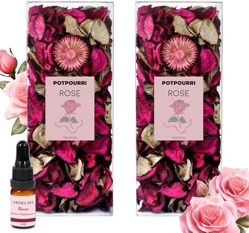 STRN Natural Dried Rose Flower Sachets (2-Pack), Potpourri Vase Filler Long-Lasting Fragrance Potpourri Bags for Closet, Drawer, Car & Home, Reusable Scented Sachet Gift Set in Saudi Arabia