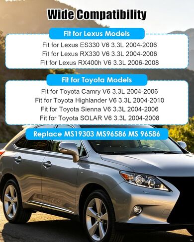 MS96586 مجموعة حشية مشعب سحب المحرك العلوي مناسبة لكزس ES330 RX330 RX400h Toyota Camry Highlander Sienna Solar V6 3.3L 2004-2010، استبدل MS19303 MS 96586، حشية مشعب 3.3L in Kuwait