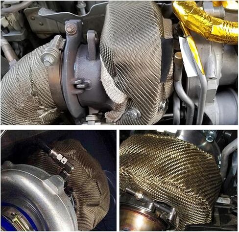 Universal T3 Turbocharger Heat Shield Blanket Cover Glass Fiber Construction 1100°C Rating Compatible For T2 T25 T28 GT28 GT30 GT35 Turbine Housing Applications in Saudi Arabia