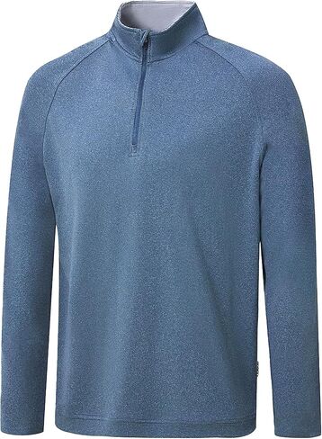 UPF 50+ Performance Polo Shirt for Men, Long Sleeve 1/4 Zip with Brushed Stretch Fabric for Golf Business Casual in Saudi Arabia
