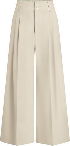 PRETTYGARDEN Womens Spring Wide Leg Palazzo Pants 2026 Trendy Loose Button High Waist Pleated Work Business Casual Trousers in Saudi Arabia