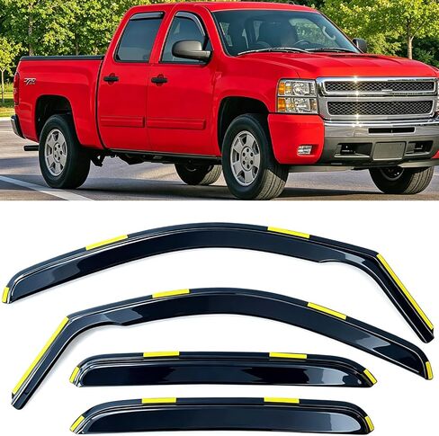 واقي نافذة السيارة الجانبي خارج القناة لسيارة Toyota Tacoma Crew Cab لعام 2024، منحرف النافذة الجانبية تنفيس مظلات الشمس ملحقات الشاحنة المظللة، دخان 4 قطع in Saudi Arabia