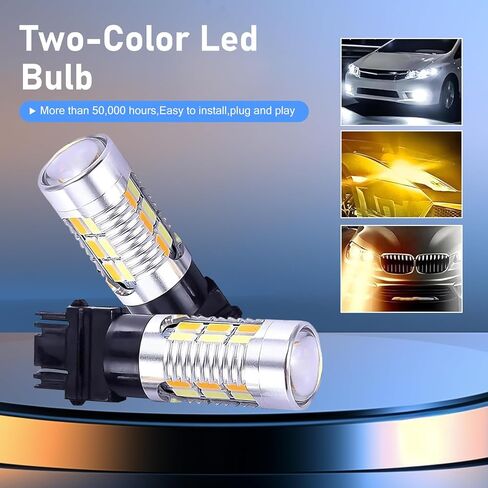 2 PCS Car 3157 LED Turn Signal Bulbs, T25 20SMD Super Bright Bulb, Plug and Play Dual Color Switchback Light for Position & Turn Signal Lights, for Truck SUV Car (White & Yellow) in Saudi Arabia