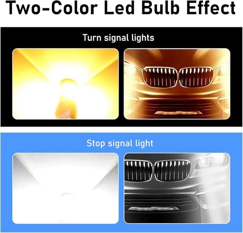 2 PCS Car 3157 LED Turn Signal Bulbs, T25 20SMD Super Bright Bulb, Plug and Play Dual Color Switchback Light for Position & Turn Signal Lights, for Truck SUV Car (White & Yellow) in Saudi Arabia