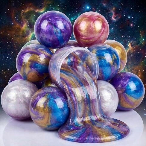 30 Pack Galaxy Slime kit Balls for Kids - Stretchy, Soft and Non-Sticky, Stress Relief Toys, Halloween Christmas Birthday Gift Classroom Rewards, Goodie Bag Stuffers for Boys & Girls in Saudi Arabia