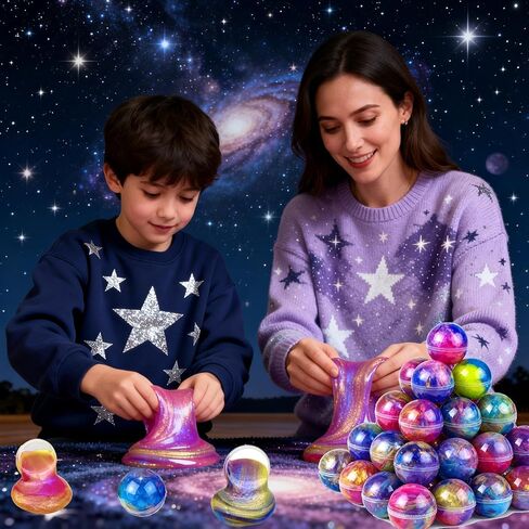 30 Pack Galaxy Slime kit Balls for Kids - Stretchy, Soft and Non-Sticky, Stress Relief Toys, Halloween Christmas Birthday Gift Classroom Rewards, Goodie Bag Stuffers for Boys & Girls in Saudi Arabia