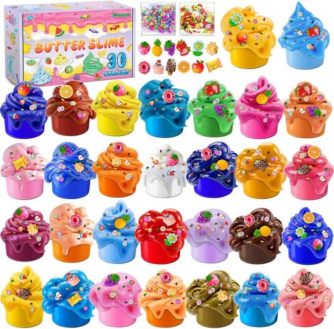 30 Pack Butter Slime Kit for Kids, Slime Toys for Boys & Girls, Scented DIY Slime Toy for Party Favor, Soft and Non-Sticky, Birthday Easter Gifts Prize for Girl Boys Kids 6 7 8 9 10 11 12 in Saudi Arabia