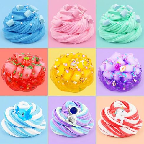 9 Pack Slime Kit - 6 Butter & 3 Jelly Cube Crunchy Sli with Astronaut Add-ins, Soft & Non Stick, Party Favors for Girls & Boys, Birthday Favors, Stress Relief, Fidget Toys for Girls and Boys in Saudi Arabia