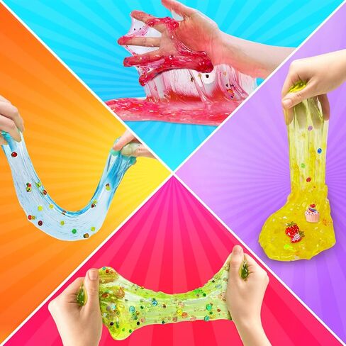 40 Cups DIY Slime Kit, Slime Making Kit for Girls, Crystal Clear, Glow in The Dark Slime with Add-ins, Foam Balls, Charms, Party Favors Gift Toys for Kids 3-12 in Saudi Arabia
