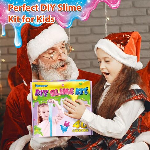 40 Cups DIY Slime Kit, Slime Making Kit for Girls, Crystal Clear, Glow in The Dark Slime with Add-ins, Foam Balls, Charms, Party Favors Gift Toys for Kids 3-12 in Saudi Arabia