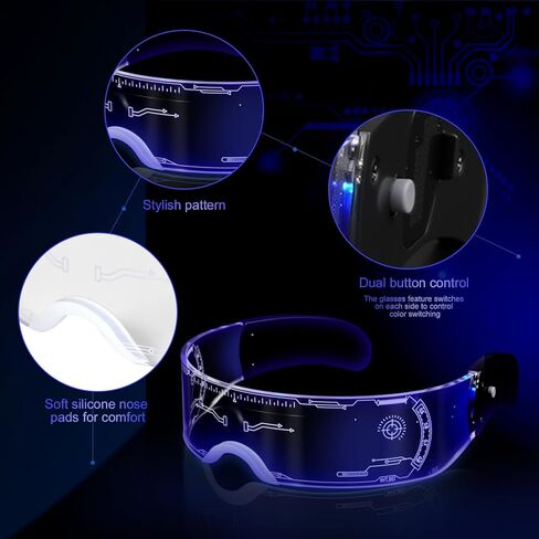 4 أزواج من نظارات قناع LED تضيء النظارات إكسسوارات الشرير المستقبلية 7 ألوان لزي الحفلات التنكرية بار الهذيان in Kuwait