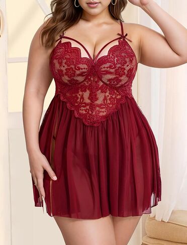 Plus Size Babydoll Lingerie Lace Sleepwear in Saudi Arabia
