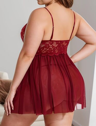 Plus Size Babydoll Lingerie Lace Sleepwear in Saudi Arabia