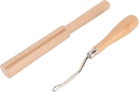 Omabeta Wooden Durable Bent Latch Hook Smoothing Handle for Craft DIY, Multi Purpose Crochet Hook with Thread Cutter for Making Rugs, for Friends and Family in Kuwait
