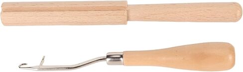 Omabeta Wooden Durable Bent Latch Hook Smoothing Handle for Craft DIY, Multi Purpose Crochet Hook with Thread Cutter for Making Rugs, for Friends and Family in Kuwait