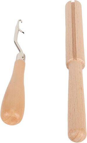 Omabeta Wooden Durable Bent Latch Hook Smoothing Handle for Craft DIY, Multi Purpose Crochet Hook with Thread Cutter for Making Rugs, for Friends and Family in Kuwait