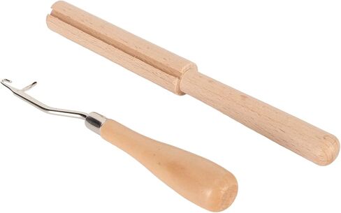 Omabeta Wooden Durable Bent Latch Hook Smoothing Handle for Craft DIY, Multi Purpose Crochet Hook with Thread Cutter for Making Rugs, for Friends and Family in Kuwait
