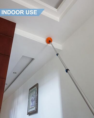 26FT Reach Cobweb Duster, Outdoor Spider Web Cleaner Brush with 5-20FT Telescoping Extension Pole, Aluminium Heavy Duty, Medium Stiff Bristles Spider Web Brush for Outdoor & Indoor Cleaning in Saudi Arabia