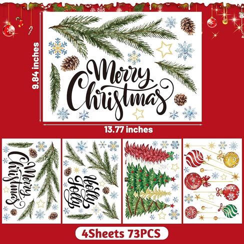 Christmas Gingerbread Man Window Clings, 4Sheet 66PCS Christmas Window Decorations, Cute Cartoon Patterns Xmas Decals for Holiday Xmas Home Winter Home Party Decor in Saudi Arabia