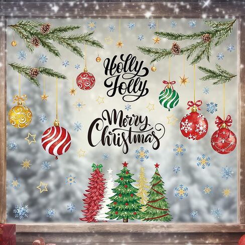 Christmas Gingerbread Man Window Clings, 4Sheet 66PCS Christmas Window Decorations, Cute Cartoon Patterns Xmas Decals for Holiday Xmas Home Winter Home Party Decor in Saudi Arabia