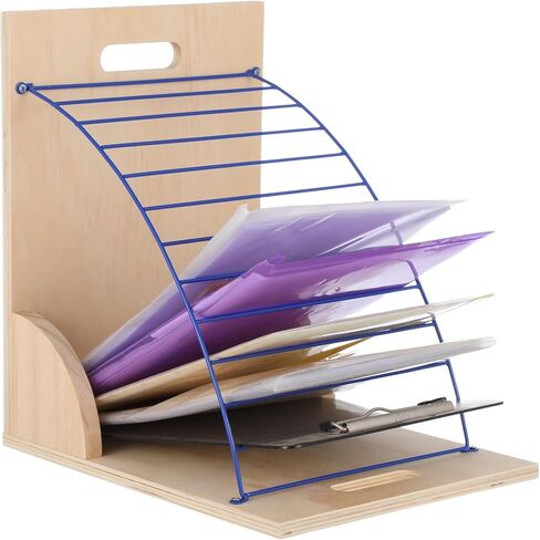 Metal and Wooden Clipboard Storage, Heavy Duty Clipboard Organizer Rack with 12 Slots, Easy Assembly for Classroom Office in Saudi Arabia