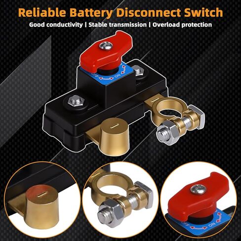 2PCS Car Battery Disconnect Switch 12V 24V 100Amps Brass Rotary Battery Cut Off Switch Power Isolator for Car Truck RV Boat Marine in Saudi Arabia