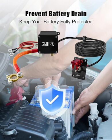 12V 250A Battery Disconnect Switch with Rocker Panel, IP65 Weatherproof Car Battery Kill Switch with 9.84ft Cable, Manual Cut-Off Shut Off for Car Truck RV Boat in Kuwait