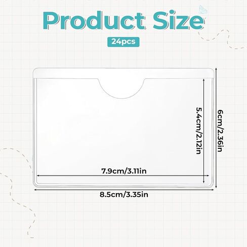 24PCS Self Adhesive Label Pockets, 3 x 2 inch Clear Index Card Pockets, Top Open Plastic Label Holders for Storage Bins, Library Cards, Organizing and Protecting in Saudi Arabia