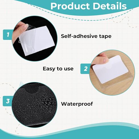 24PCS Self Adhesive Label Pockets, 3 x 2 inch Clear Index Card Pockets, Top Open Plastic Label Holders for Storage Bins, Library Cards, Organizing and Protecting in Saudi Arabia