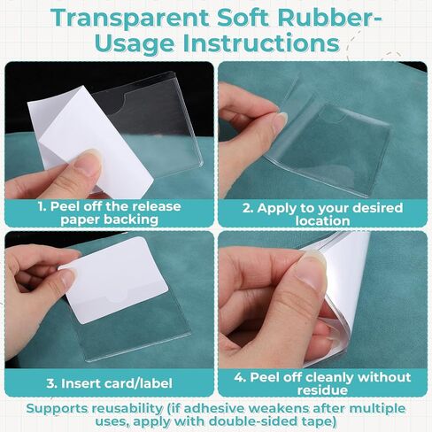 24PCS Self Adhesive Label Pockets, 3 x 2 inch Clear Index Card Pockets, Top Open Plastic Label Holders for Storage Bins, Library Cards, Organizing and Protecting in Saudi Arabia