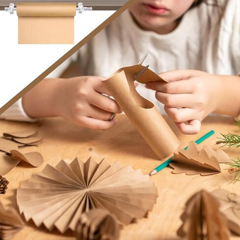Clamp-On Craft Paper Roll Holder for 0-1.5" Thick Table, 15.5 -27.5 Inch Retractable Kraft Paper Dispenser for to Do Lists, Drafting, Taking Note, Wrapping, Label (White) in Kuwait
