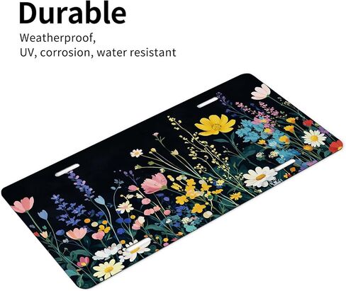 Wildflower Meadow Front License Plate for Women Colorful Daisy Botanical Bloom Car Vanity Plates Decorative Aluminum Metal Cute Novelty License Plate Cover for Men 6x12 Inch (4 Holes) in Saudi Arabia