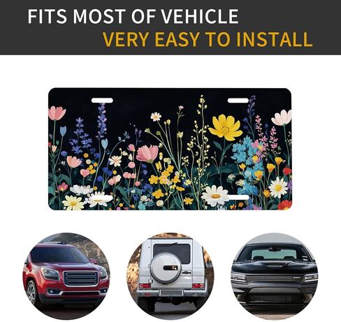 Wildflower Meadow Front License Plate for Women Colorful Daisy Botanical Bloom Car Vanity Plates Decorative Aluminum Metal Cute Novelty License Plate Cover for Men 6x12 Inch (4 Holes) in Saudi Arabia