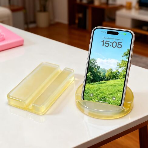 2 Pack Phone Stand Resin Molds Set, Square & Round Silicone Molds for Cell Phone Holders, Unique Epoxy Resin Molds for DIY Craft Mobile Phone Bracket Home Office Desk Decor in Kuwait