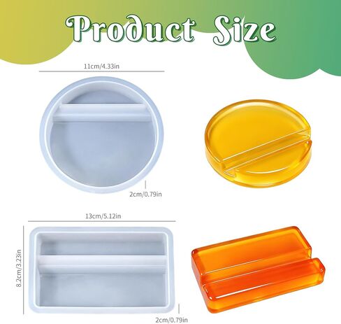 2 Pack Phone Stand Resin Molds Set, Square & Round Silicone Molds for Cell Phone Holders, Unique Epoxy Resin Molds for DIY Craft Mobile Phone Bracket Home Office Desk Decor in Kuwait