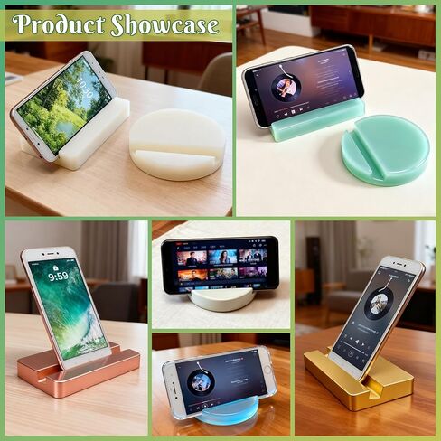 2 Pack Phone Stand Resin Molds Set, Square & Round Silicone Molds for Cell Phone Holders, Unique Epoxy Resin Molds for DIY Craft Mobile Phone Bracket Home Office Desk Decor in Kuwait