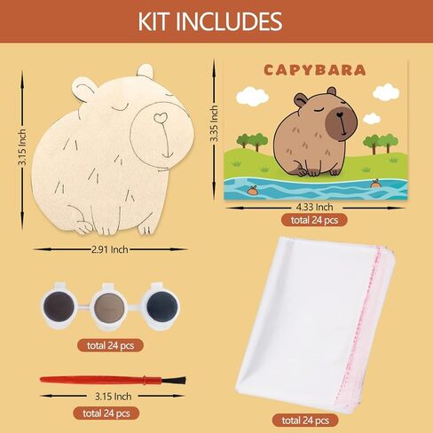 Capybara Birthday Decorations 24 Pcs Capybara Party Favors Wooden Capybara Craft Gifts Capybara Party Supplies in Saudi Arabia